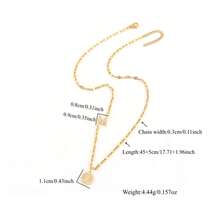 1pc Simple Round Tree Initial Pendant Golden Stainless Steel Lip Chain Necklaces For Women - Yellow Gold - View 2