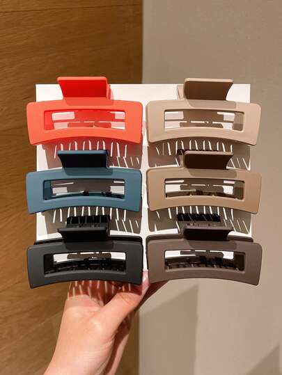 6 piezas Pasadores de pelo cuadrados de unicolor para mujer, combinación de ganchos de pelo cuadrados, accesorios para peinados dulces y picantes, adecuados para todas las estaciones, regalo para la novia, uso diario, citas, muy rejuvenecedor, que combina perfectamente. Vacaciones en la playa, ir al trabajo, fácil de crear, productos prácticos!