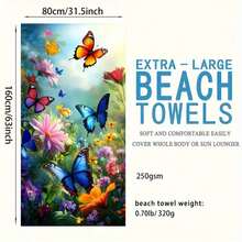 1pc Butterfly In Flower Field Pattern Ultra-Soft Microfiber Beach Towel/Bath Towel - 2 - View 5