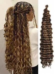 Pelucas trenzadas de ganchillo con ondas profundas de 18/22/26/30 pulgadas, extensiones de cabello de ganchillo con rizo profundo sintético - Multicolor - Ver 77