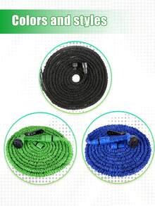 黑色柔性可伸缩花园软管,带7合1可调节喷嘴,适用于浇花、草坪灌溉、庭院养护、洗车、宠物洗澡,四季皆宜。 - A - 查看 11