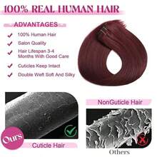 99J Burgundy Hair Clip In Hair Extensions Straight Human Hair 8Pcs 110g Clip In Extensions 100% Brazilian Remy Clip In Hair Extensions Real Human Hair Extensions Clip For Women 22inch - S99J - 查看 7