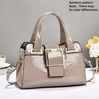 M MENGYISCC 1pc Glossy Stone Texture PU Leather Versatile Women's Handbag, Can Be Worn As Shoulder Bag, Crossbody Or Tote, Spacious Design, Great Mother's Day Gift