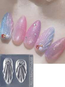 硅胶海洋波浪美甲印花板，合金宝石法式美甲雕刻模具，度假风美甲贴纸DIY美甲配件工具 - 無色 - 查看 7
