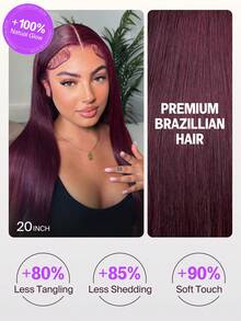 MEGALOOK 6x5 Lace Closure Wig Human Hair 20 Inch Bone Straight Wave Purple Wig Natural Hairline Glueless Wig For Women Daily Life Wedding Festival Costume Use 180% Density - S99JB - View 9