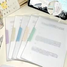 5組透明A4尺寸側開旋轉文件夾，防水防塵，適用於學校文件、辦公文件、美術紙、學校用品，簡約文件夾，履歷夾，大容量辦公用品，桌面收納，文件整理，辦公用品，桌面配件，教師教學用品，返校季，學習用品，貼紙簿，收納，文具，教師教室必需品 - 彩色 - 查看 3