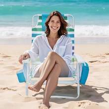 Sillas de playa sillas de playa para adultos sillas plegables al aire última intervensión para adultos soporta hasta 350 libras con 5 posiciones barra de toallas bolsa de enfriamiento bolsa de - Mezcla 1 pieza - Ver 2