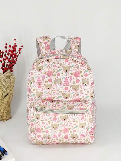 Ba lô in hình gấu bông và khủng long phủ kín toàn bộ bề mặt, kích thước 15 inch, thiết kế dung tích lớn, dễ dàng đựng quần áo, phù hợp cho các chuyến đi ngắn ngày, kỳ nghỉ, đi học, tập gym, mua sắm, nhiều dịp khác nhau, ngày lễ, unisex, quà tặng ngày lễ