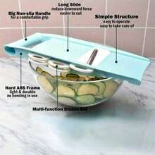 A Set Of Five-In-One Multifunctional Blue/Pink Vegetable And Fruit Slicer, Manual Food Grater, Vegetable Grater, Potato Grater, Home-Use Potato Shredder, Kitchen Utensils, Kitchen Gadgets - Multicolor - View 4