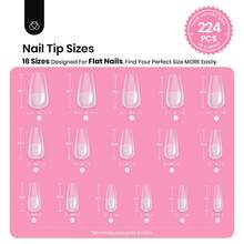 Beetles Tipex Lite Pre-Built Apex Nail Tips Kit, Stiletto Medium, With Tipex Nail Glue,  All-In-One Gel Nail Kit - Coffin Medium 224pcs (Tipex Nail Kit) - View 3