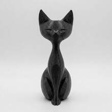 现代简约猫咪摆件雕塑，坐姿猫雕像，适合家居办公室桌面装饰，白色/黑色 - 1PC - 查看 11