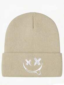 1pc/2pcs Acrylic Embroidered Winter Beanie Hats, Unisex Knitted Casual Caps For Autumn & Winter - A - View 4