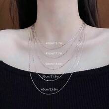 925 Sterling Silver Necklace, Unisex Minimalist Snake Bone Chain Necklace, Collarbone Chain For Men And Women - White - View 9