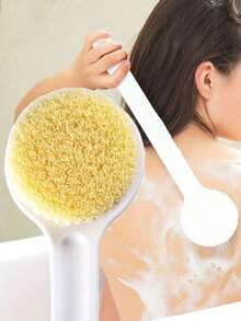 长柄软毛沐浴刷，聚丙烯去角质背部按摩刷，成人沐浴刷，沐浴配件 - 白色大號 - 查看 2