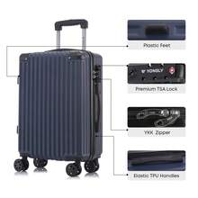YONSLY Large Suitcase 20/24/28 Inches With YKK Zipper TSA Lock 4 360° Wheels Spinner Mesh Pocket Soft Rubber Handle Travel Suitcase For Short Trips - 深藍 - 查看 3