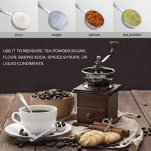 2pcs/Set Stainless Steel Coffee Measuring Spoons Set, Long Handle With Measurement Markings, Baking Measuring Spoon, Coffee Scoop, Dessert Spoon, Tea Spoon, Durable & Easy To Clean Kitchen Dining Baking Cooking Accessories, Cutlery Set, Spoon Set, Kitchen Supplies - Silver - Silver - View 8