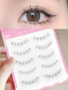 Waloshow 5 Cặp nối mi dưới kiểu hoạt hình, mi dưới uốn cong hình chữ J, mi giả lông chồn châu Á nhẹ, mi dưới từng sợi, nối mi dưới tinh tế. - phong cách chéo - Xem 7