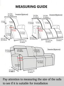 1/2/3 Seater Recliner Sofa Covers Stretch Jacquard Reclining Couch Covers For Reclining Sofa Relax Armchair Slipcovers Furniture Covers, 4pcs/6pcs/8pcs - Light Grey - View 3