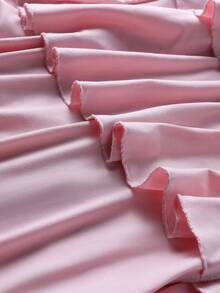 Đầm ống màu trơn thanh lịch, giản dị, gợi cảm, chất liệu vải dệt kim, nhiều lớp xếp nếp/bèo nhún ở gấu, thích hợp cho kỳ nghỉ biển, tiệc tùng/ăn tối trang trọng, màu hồng. - Hồng - Xem 9