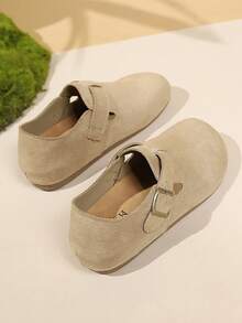 1 Pair Grey & Beige Casual Birkenstocks Style Slip-On Shoes, Soft Suede Leather, Round Toe, Adjustable Strap, Fashionable Bohemian Flat Shoes Suitable For Daily, Vacation, School, Spring/Autumn - Grey - View 3