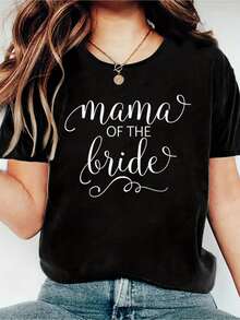 playeras de mujer, Camiseta para la madre de la novia, camiseta para la fiesta de bodas, camisetas estampadas para mujer. - Negro - Ver 6
