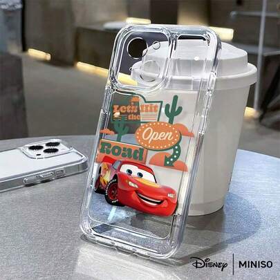 Miniso 1pc Disney Pixar Cars Let's Hit The Road Lightning McQueen Desert Road Design Phone Case Suitable For IPhone 17/17 Pro/17 Pro Max/17 Air/16/15/14/13/12/11/X Series Iphone 17 Pro Max Case Iphone 17 Pro Case Iphone 17 Case Stocking Stuffers The Girlfriend