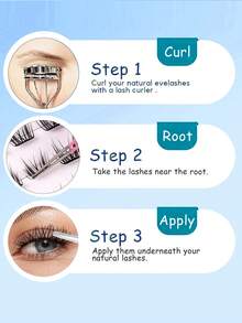 48pcs Self-Adhesive Fluffy Mixed Length False Eyelash Clusters, No Glue Needed, Fluffy Individual Lashes, Self-Adhesive DIY Eyelash Extension, Pre-Glued Lash Clusters, Natural Lengthening C-Curl Lash Clusters, No Glue Or Makeup Remover Needed, False Eyelashes, Lash Clusters, Individual Lashes, Eyelashes - C - View 8