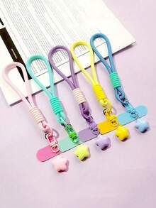 1条多巴胺彩色星星吊坠手链，短款吊坠腕带，户外旅行徒步购物防丢手机挂绳，编织带带衬垫 - 彩色 - 查看 1