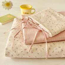 3pcs 100% Polyester 2026 Spring Floral Series AB Color Blocking Design Fresh Girly Comforter Set, Includes 2 Bowknot Pillowcases + 1 Comforter Cover (Bed Sheet & Comforter Filler Not Included), Suitable For All Seasons - Multicolor - View 2