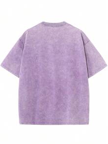 No es un estampado grande en toda la ropa, sino un eslogan de "VALLEY" y "THE WORLD IS YOURS". 100% algodón, corte holgado, estilo retro urbano casual Y2K, ideal para regalo. - Púrpura malva - Ver 2