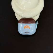 Blue Background 1pc Croissant + Blue Circle Earphone Case Compatible With Apple Pro3/Pro2/AirPods4/AirPods3/AirPods2, Fashion Women Earphone Case, Minimalist Earphone Case, Apple Earphone Case, Apple Earphone Cover, Men Earphone Case - Dusty Blue - View 2