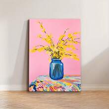 1 pieza de impresión artística de naturaleza muerta en lienzo con marco de madera, color rosa, con flores australianas nativas brillantes, arte floral colorido, lindo, peludo, alegre, impresión moderna para decoración del hogar, arte de pared con patrones, para sala de estar, dormitorio, oficina, restaurante, decoración de bar (Marco interior de madera). - negro - Ver 6