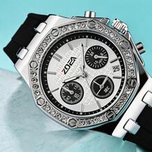 ZOEA Reloj de pulsera unisex con diseño multifuncional, correa de silicona, estilo moderno casual, uso diario y social - Blanco y negro 2 - Ver 3