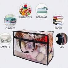 1/4 Blanket Storage Bag, 40L Extra Large Clear Plastic Storage Bag, For Storing Clothes, Quilts, Bedding, Moving Supplies, With Zipper And Reinforced Handles - Multicolor - View 2