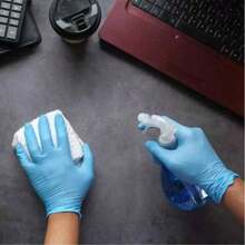 100 chiếc/gói Găng tay bảo hộ dùng một lần, màu đen và xanh dương, dùng để dọn dẹp nhà cửa, rửa chén bát, lau chùi tường gạch, làm móng tay, không hộp - 100 miếng màu xanh - Xem 4