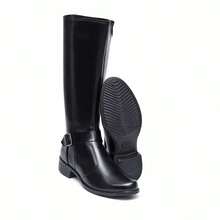 Women's Riding Boots, Long Shaft, Thick Heel, Comfort, Elegant, Round Toe, Synthetic Ref.C223 - 黑色 - 查看 4