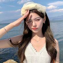 Mũ chống nắng lưới xếp ly mới năm 2026, mũ vành rỗng màu đen, mũ che nắng mùa hè cho nữ, mũ chống nắng du lịch ngoài trời. - Nhiều màu - Xem 3