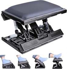 Foot Rest Under Desk At Work,Height Adjustable Angle Ergonomic Foldable Footrest Office, Gaming,Computer, Removable Pad Desk Foot Stool With Massage Beads,All-Season(Brown) - Black - View 10