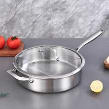 Inqibee Schmorpfanne 28 Hoher Rand, Schmortopf mit Deckel 5.0L, Edelstahl 18/8 antihaftbeschichtet, Pfanne Induktion, Servierpfanne für alle Herdarten geeignet, backofengeeignet XYGP - Übersicht 6