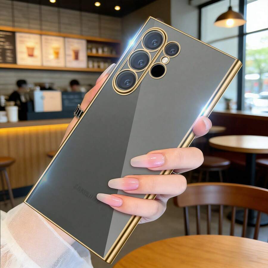 【人気のあるもの】Galaxy S24 ultra ケース クリア スマホケース 透明 薄型 ソフト TPU 耐衝撃 メッキ加工 ストラップホール付き 軽量 - ゴールド - チェックする 1