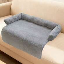 豪华毛绒宠物床，三面柔软颈枕，多功能狗狗沙发床，可水洗，适合中小型犬猫，小型至中型宠物床，狗屋，狗狗用品，宠物用品 - 灰色 - 查看 6