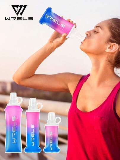  1/2 chiếc bình nước silicon WRELS 150ml/250ml/500ml, có thể gập lại, chống rò rỉ, nhẹ và dễ mang theo. Lý tưởng cho các hoạt động thể thao ngoài trời như chạy bộ, tập thể dục, đạp xe và cắm trại. Phụ kiện thể dục, bình nước chạy bộ.