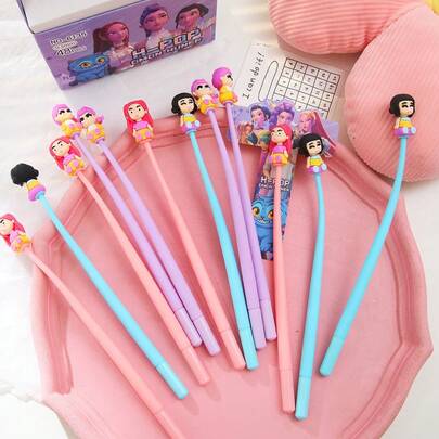 Hasbro Bút bi mực nước hình phù thủy K-POP dễ thương, chất lượng cao, kiểu dáng ngộ nghĩnh, thích hợp cho học sinh, dùng để viết ở trường và văn phòng, món quà văn phòng phẩm tuyệt vời dành cho các bạn nữ.