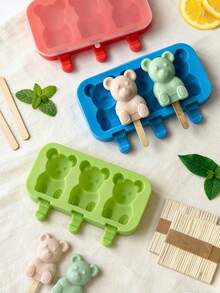 三合一卡通熊冰棒模具 | DIY冰淇淋模具 | 附赠50根木棍 | 可爱造型 | 儿童手工/派对/野餐 | 硅胶材质 - 彩色 - 查看 5