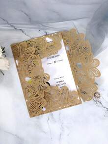 5/10张镂空白色激光切割玫瑰贺卡，欧式浪漫婚礼邀请卡，创意激光切割设计，美式节日庆典邀请卡 - 玫瑰賀卡 - 查看 5