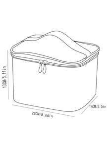 DAONIAO 1个格子图案化妆包，大容量可折叠化妆品收纳包，居家旅行伴侣 - 棕色 - 查看 10