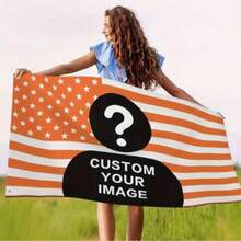 Customized 1-Sided Personalized Orange American Flag, Can Customize Photo, Logo, Flag, Outdoor All-Weather Memorial Cannon Sports Flag Grommet Ring, Yard Decor, Home Decor, Suitable For All Seasons, Personalized Gift For Family, Flag Pole Not Included - Multicolor - View 2