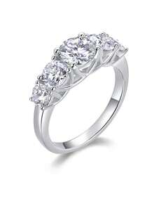 925 Sterling Silver Moissanite Ring, Hypoallergenic, Engagement/Wedding Ring, Minimalist Niche Design, Versatile Daily Wear, Wedding/Anniversary/Birthday Gift, Comes With Gift Box And Certificate - Silver - View 16