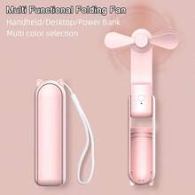 AIRPROSSING New Foldable USB Mini Handheld Fan, 3-In-1 USB Rechargeable Portable Hand Fan With Power Bank And Flashlight, Suitable For Travel/Summer/Concerts/Eyelashes, Gift For Women - Handheld - View 4