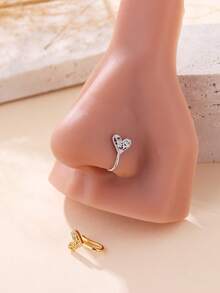 1个简约时尚经典镂空心形铜镶嵌立方氧化锆鼻夹，无需鼻孔，适合生日派对、酒吧、夜店等场合，男女通用 - 星星 - 查看 3